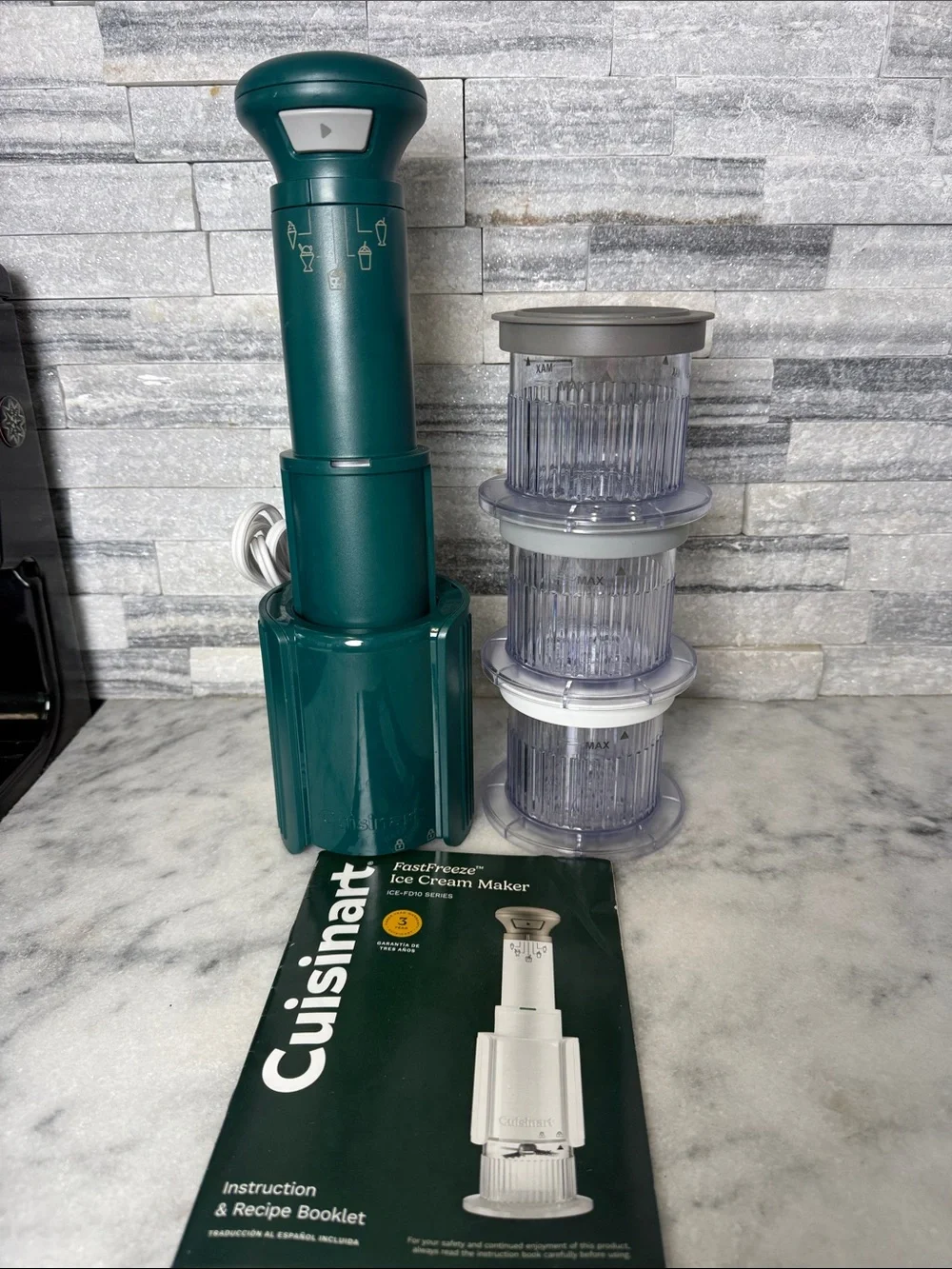 Cuisinart Teal FastFreeze Ice Cream Maker with Three Clear Freezer Canisters